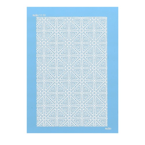Silk Screen Moiko pour Pâte polymère 74x105 mm - Motif Triangles et Chevrons 12.50