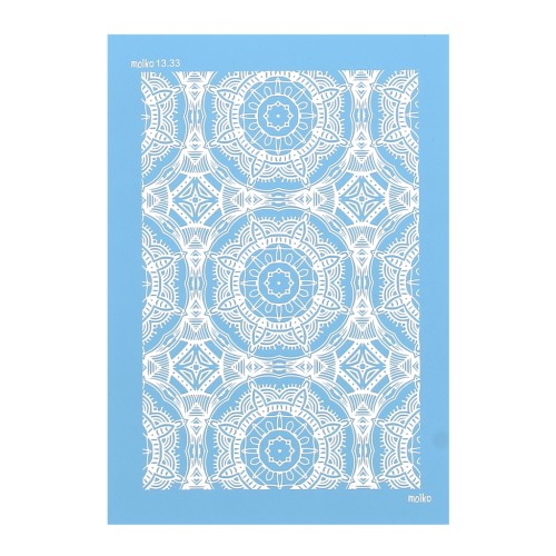 Silk Screen Moiko pour Pâte polymère 74x105 mm - Motif Mandala indien 13.33