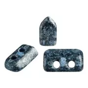Perles en verre Piros® par Puca® 2x5 mm - Metallic Mat Blue Spotted x10g