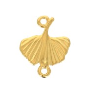 Intercalaire 2 anneaux Ginkgo en zamac 16x14 mm - Doré à l'or fin x1|raw }}