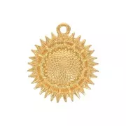 Pendentif tournesol en zamac 19x17 mm - Doré à l'or fin x1