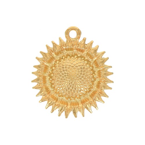 Pendentif tournesol en zamac 19x17 mm - Doré à l'or fin x1