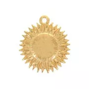 Pendentif tournesol en zamac 19x17 mm - Doré à l'or fin x1