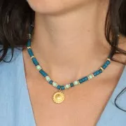 Pendentif tournesol en zamac 19x17 mm - Doré à l'or fin x1