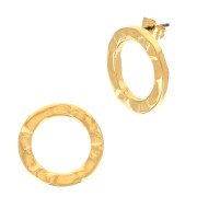Boucles d'oreilles martelés - rond évidé - 20 mm - Doré à l'or fin x2|raw }}