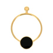 Clous d'oreilles cercle évidé avec résine 48x34.5mm - Doré à l'or fin - Noir x2