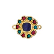 Intercalaire rond motif fleur en résine époxy 24x18 mm Doré à l'or fin - Multi x1|raw }}