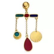 Intercalaire 4 anneaux en résine époxy - 11x30 mm - Doré à l'or fin - Noir x1