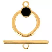 Fermoir en T pour bracelet ou collier 19 mm - Doré à l'or fin - Noir x1