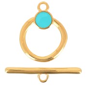 Fermoir en T pour bracelet ou collier 19 mm - Doré à l'or fin - Turquoise x1|raw }}
