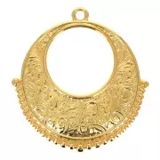 Pendentif rond ethnique évidé 30x28 mm - Doré à l'or fin x1