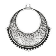 Pendentif rond ethnique évidé 30x28 mm - Placage Argent fin vieilli x1|raw }}