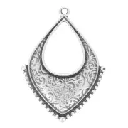 Pendentif goutte ethnique évidé 36x27 mm - Placage Argent fin vieilli x1