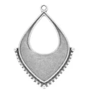 Pendentif goutte ethnique évidé 36x27 mm - Placage Argent fin vieilli x1