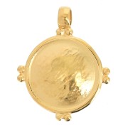 Pendentif rond bombé style ethnique 25.5x21 mm - Doré à l'or fin x1|raw }}