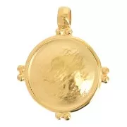 Pendentif rond bombé style ethnique 25.5x21 mm - Doré à l'or fin x1