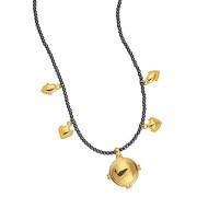 Pendentif rond bombé style ethnique 25.5x21 mm - Doré à l'or fin x1