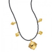 Pendentif rond bombé style ethnique 25.5x21 mm - Placage Argent fin vieilli x1