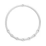 Pendentif anneau rond 62 mm avec 7 trous - Placage Argent fin vieilli x1