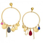 Pendentif anneau rond 62 mm avec 7 trous - Placage Argent fin vieilli x1