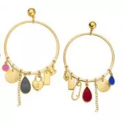 Pendentif anneau rond 62 mm avec 7 trous - Placage Argent fin vieilli x1