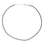 Tour de cou coton ciré 2 mm et fermoir en Acier inoxydable - Noir x48cm