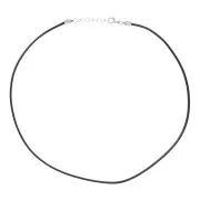 Tour de cou coton ciré 2 mm et fermoir en Acier inoxydable - Noir x48cm