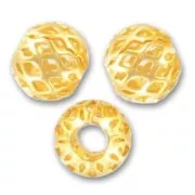 Perles rondes filigranées 8 mm - Doré à l'or fin x5
