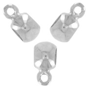 Perles rondes avec attache breloques 10x8 mm Rhodié x4|raw }}