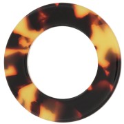 Pendentif anneau 29 mm en acétate de cellulose - Ecaille de tortue Marron - Noir|raw }}