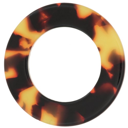 Pendentif anneau 29 mm en acétate de cellulose - Ecaille de tortue Marron - Noir