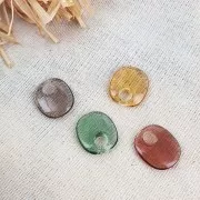 Breloque ovale design en acrylique 17.5x15 mm - Marron transparent x1