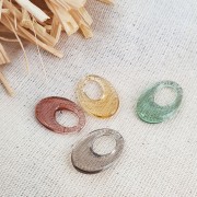 Pendentif ovale ajouré en acrylique 20x14 mm - Jaune transparent x1