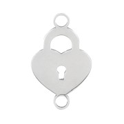 Intercalaire cadenas coeur 2 anneaux 19x12 mm - Acier inoxydable x1|raw }}