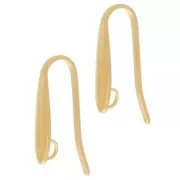 Crochets d'oreilles design 17x3 mm avec anneau ouvert - Acier inox 304L Doré x2