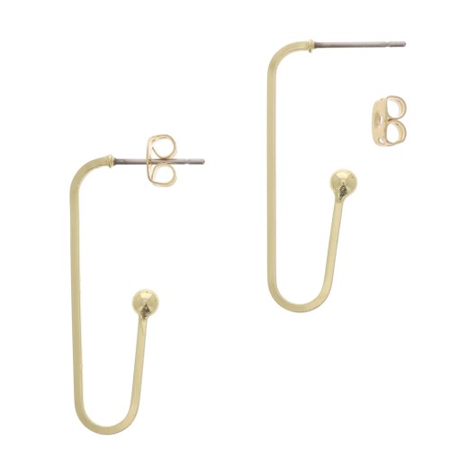 Clous d'oreilles U design avec une petite boule 34x12 mm - Doré x2