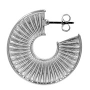 Créoles demi-lune texturées 30 mm - Argenté vieilli x2