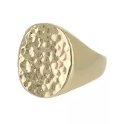 Bague chevalière martelée pour femme taille 56 plaqué Or 3 microns x1