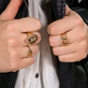 Bague chevalière pour femme taille 54 plaqué Or 3 microns x1