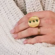 Bague réglable avec plateau martelé 25 mm - Doré à l'or fin x1