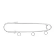 Broche épingle à nourrice - 3 anneaux à décorer 51 mm - Placage Argent fin x1