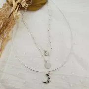 Breloque ronde motif étoile du nord & oxyde de Zirconium 8mm - anneau fermé - Argent 925 x1