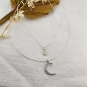 Breloque ronde motif étoile du nord & oxyde de Zirconium 8mm - anneau fermé - Argent 925 x1