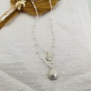 Pendentif soleil avec oxyde de Zirconium 14 mm - Argent 925 Doré - Crystal x1