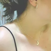 Pendentif lune motif étoile du nord et oxydes de Zirconium 17x10.5mm - Argent 925 - Crystal x1