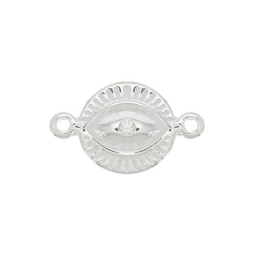 Intercalaire rond motif oeil avec oxyde de Zirconium 14x8 mm - Argent 925 - Crystal x1