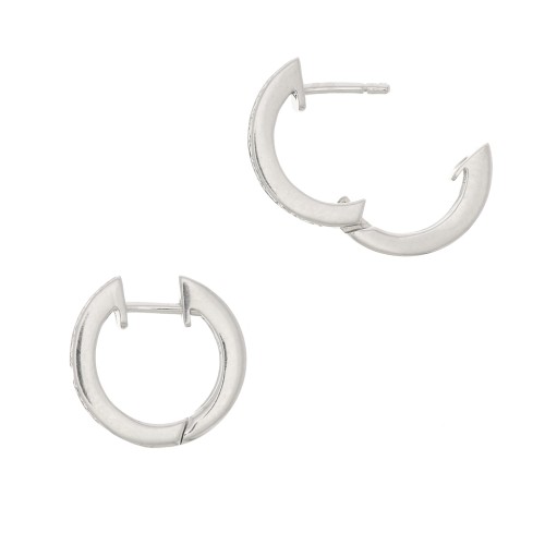 Créoles avec oxydes de zirconium 13.5 mm - Argent 925 - Noir x2