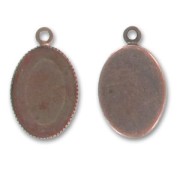 Serti pendentif pour cabochon fond plat 14x10 mm cuivre vieilli