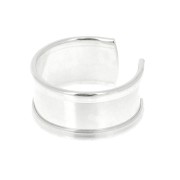 Bague avec rebord courbé à décorer 11 mm réglable - Argent 925 x1