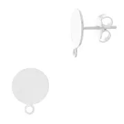 Clous d'oreilles disque 10 mm avec anneau - Placage Argent fin x2